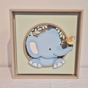 Quadro caixa charme Safari Elefante relevo - RH