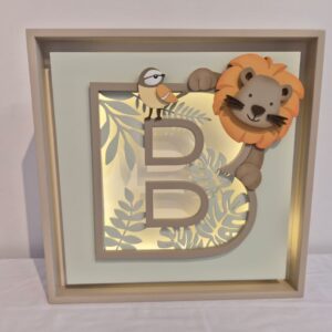 Quadro caixa charme Safari Letra relevo - RH