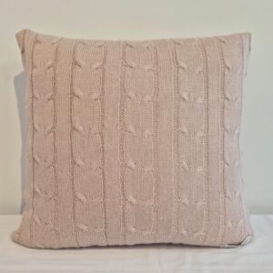 Almofada 40x40 tricô tr rosa una Bela Biah