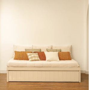 Cama com cama auxiliar Luna laca Areia