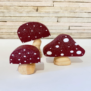 Adorno trio de cogumelos boho verm ado215 Inovart