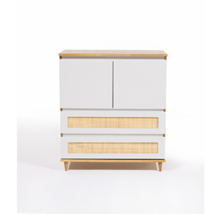 Cômoda 2 gavetas e 2 portas Linha Farm Branco com Madeira