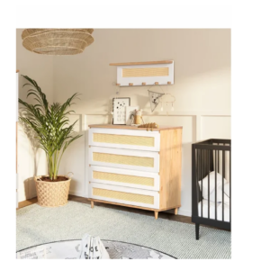 Cômoda 4 gavetas Linha Farm Branco com Madeira