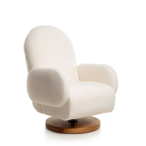 Poltrona Curve Pé giratório e balanço - tecido Boucle OFF