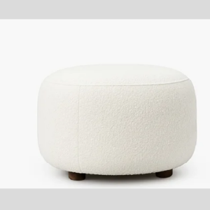Puffe Luxor com pés madeira tecido Boucle Off White