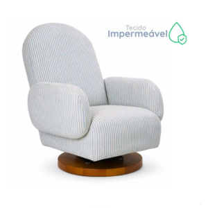 Poltrona Curve Pé giratório e balanço Listra Azul IMPERMEÁVEL