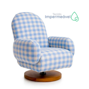 Poltrona Curve Pé giratório e balanço Xadrez Azul IMPERMEÁVEL