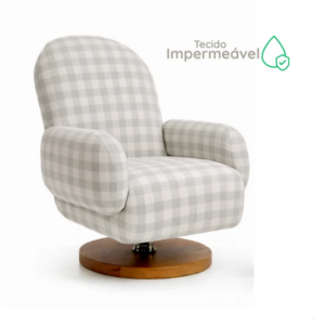 Poltrona Curve Pé giratório e balanço Xadrez Verde IMPERMEÁVEL