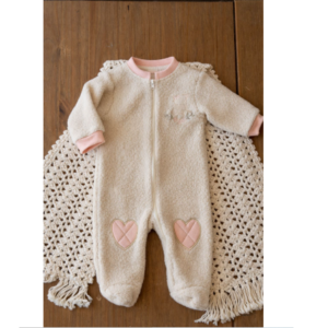 Macacão pele sherpa areia ursa RN AC Baby