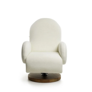 Poltrona Curve Pé giratório e balanço Linho Cru
