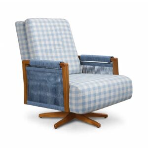 Poltrona Vivre com balanço e giro xadrez azul Impermeável