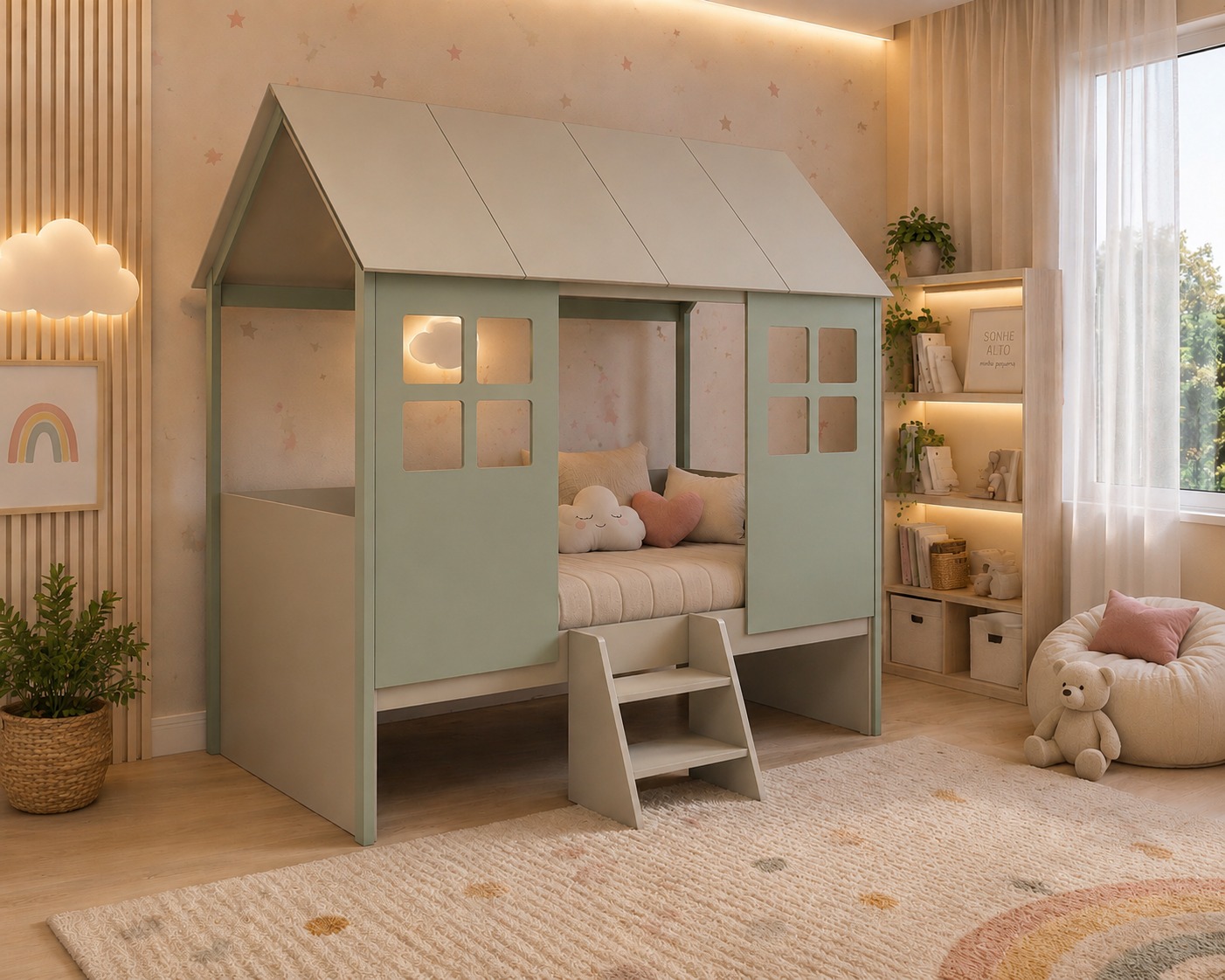 Cama Casinha Florença laca Areia