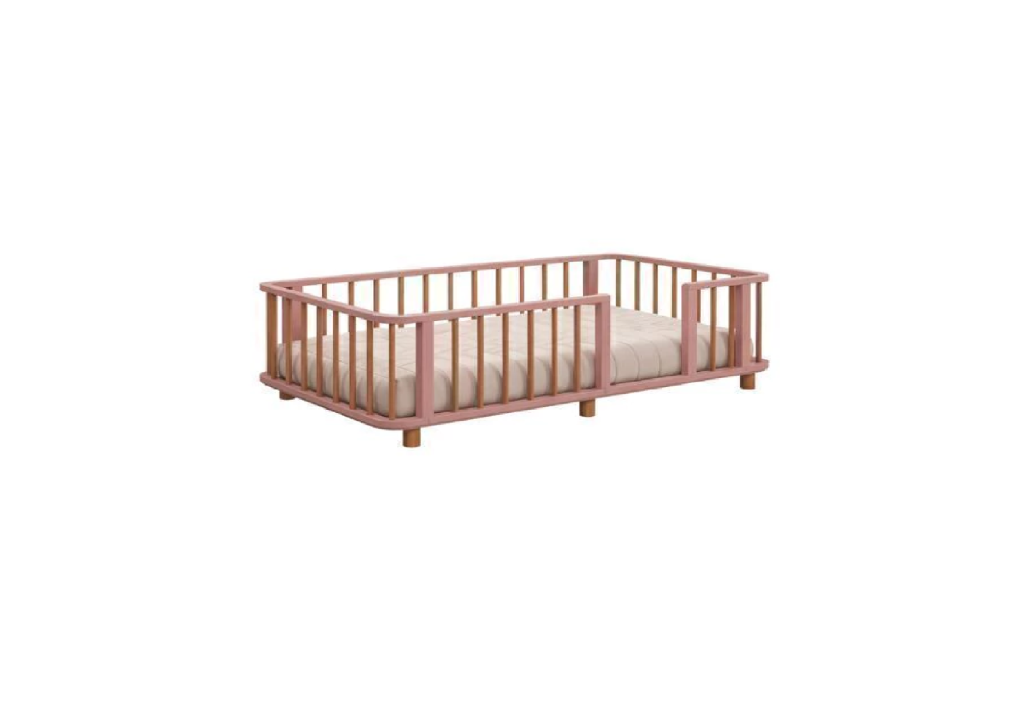 Cama Montessoriana Solteiro Siena Rosa com madeira