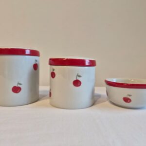 Kit higiene ceramica 3pçs cerejas vermelho