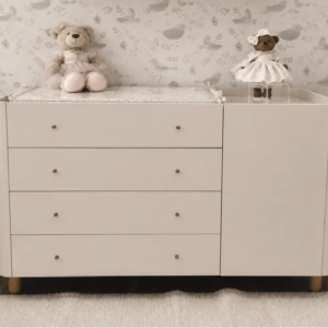 Cômoda 704 com 4 gavetas e porta Laca Areia
