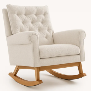 Poltrona Lavanda balanço arco madeira Boucle Off White