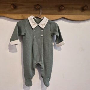 Macacão malha tricotada verde cavalo P Anjos baby