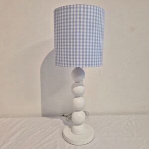 Abajur dot branco c/cúpula xadrezinho azul Lilian