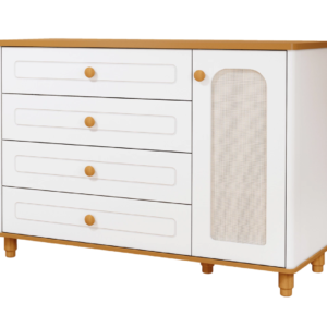 Cômoda LUA Branco com detalhes madeira