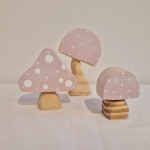 Adorno trio de cogumelos boho rosa ADO215 Inovart