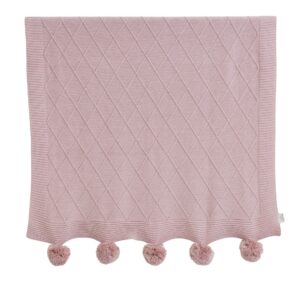 Manta de colo tricot c/pompons rosa Una SOFT AT