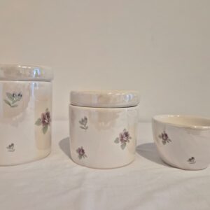 Kit ceramica 3pçs floral 7 lilás perolizado