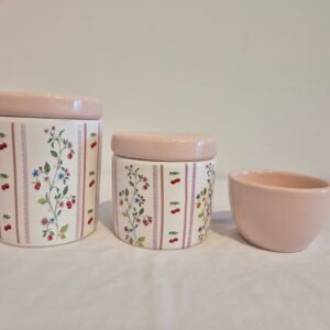 Kit ceramica 3pçs cerejinha novo c/tampas rosa